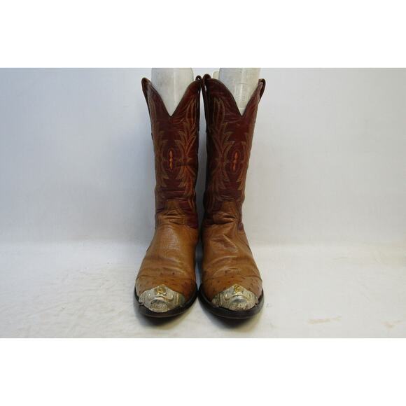 Cuadra Mens Size 7.5 D Brown Leather Ostrich Metal Cap Toe Cowboy Western Boots main image 6